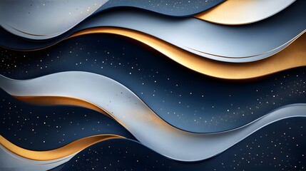 Poster - Elegant abstract background with gold and blue waves. Perfect for luxury designs. Abstract Gold and Blue Waves Design, Elegant Luxury Background Texture
