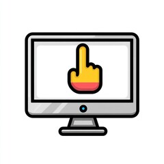 Poster - Cartoon hand clicking computer screen.