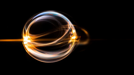 Poster - modern art piece depicting a swirling orb of light with vibrant colors against a black background