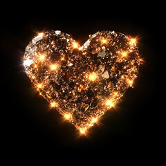 Poster - Glittering Heart Shape Made of Shimmering Crystals and Sparks