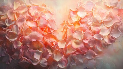 Aufkleber - Heart Shape Made of Soft Pink Flower Petals on Abstract Background