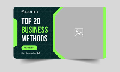Wall Mural - Business methods tips and tricks video cover banner design, daily business techniques vide thumbnail banner design, fully customizable vector eps 10 file format
