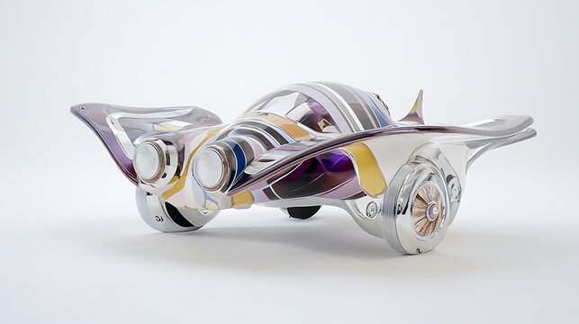 Futuristic Chrome Concept Car Design  Abstract Vehicle Illustration
