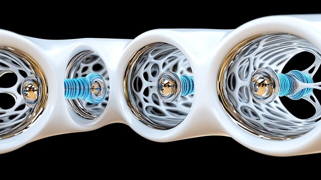 Abstract  D Render  White Chrome Turbine Engine Technology