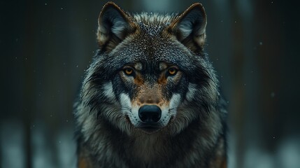 Fototapete - Majestic wolf observing the golden hues of an autumn sunlit forest wallpaper image
