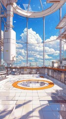 Poster - High-tech anime style science lab futuristic environment clean lineart art vibrant colors aesthetic viewpoint