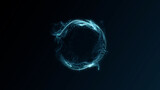 An energetic blue sphere with flying particles inside
