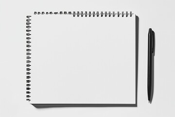 Poster - A blank notebook with a simple pen diagonally placed on it