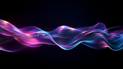 Poster - colorful abstract waves of light moving gracefully across a dark background at night
