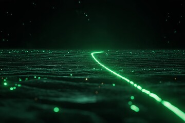 Poster - A futuristic depiction of a single glowing line stretching across a black void