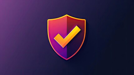Poster - Dynamic shield icon with a gradient checkmark, highlighting trust and security in online systems.
