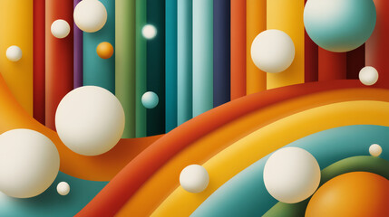 Poster - Colorful abstract design featuring circles and stripes in vibrant hues