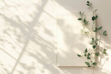 Aufkleber - Elegant minimalist planner layout with subtle grid lines and greenery accents for creative planning. Generative AI