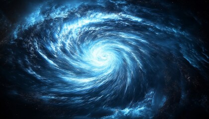 Poster - Cosmic Vortex Swirling Blue Nebula, Celestial Clouds, and Interstellar Dust Dancing in Deep Space.