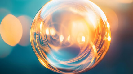Poster - Beautiful soap bubble reflecting colorful lights in a vivid background with shimmering details