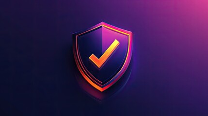 Poster - Gradient digital shield icon with a checkmark, symbolizing security, protection, and trust in online transactions.
