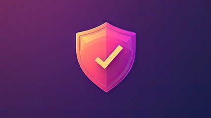 Poster - Gradient digital shield icon with a checkmark, symbolizing security, protection, and trust in online transactions.