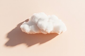 Aufkleber - A petite fluffy cloud casts a soft shadow on a light pink backdrop, capturing a sense of whimsy and gentle elegance in this imaginative and calming scene.