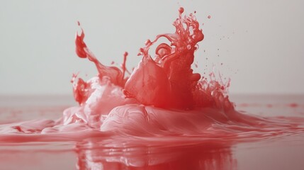 Poster - liquid paint splash on a smooth surface creating abstract art with vibrant colors and dynamic motion for creative backgrounds and designs
