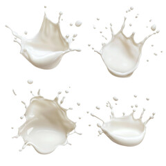 Aufkleber - Four Set of milk or cream splashes. isolated transparent background
