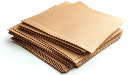 Poster - Brown paper folders neatly stacked on a clean white background for office and organizational concepts.