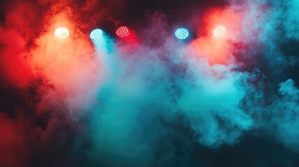Poster - Colorful stage lighting with smoke and abstract bokeh effects creating a vibrant atmosphere for concerts and events