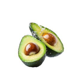 Aufkleber - Fresh Avocado Halves with Splashing Leaves