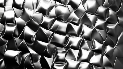 Poster - Textured stainless steel surface with reflective geometric patterns creating a modern and elegant background for various design applications.