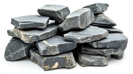 Poster - Gray stacked stones arrangement for natural background or decorative purposes in landscaping and interior design projects.
