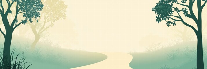 Aufkleber - Winding forest path leads into serene distance, inviting peaceful exploration and contemplation. Generative AI