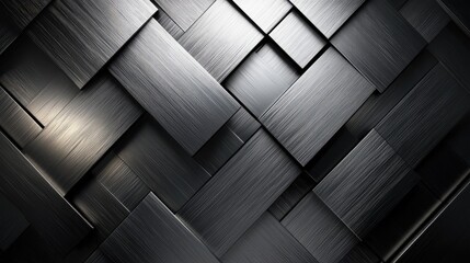 Poster - Dark metallic abstract background with brushed stainless steel plates creating a modern industrial texture for design projects.
