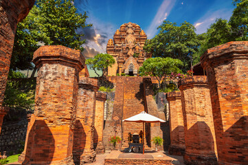 Wall Mural - Po Nagar Cham Towers in Nha Trang in Vietnam. Ancient ruins of a Hindu temple in Asia in summer