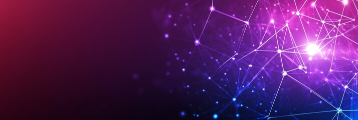 Poster - Abstract Purple, Blue Background, Network Connection, Science Technology, Molecular Structure