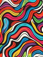 Poster - Vibrant abstract waves in colorful pattern creating dynamic visual impact : Generative AI