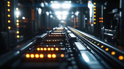 Poster - Futuristic Industrial Production Facility with Bright Lights