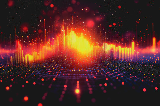 Vibrant Abstract Technology Background Showcasing Illuminated Particles Glowing in a Dynamic Flow Creating a Sense of Movement and Energy in a Modern Digital Environment of Innovation