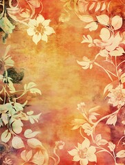 Poster - Vintage Floral Pattern Background with Rustic Texture for Creative Designs : Generative AI