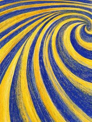 Aufkleber - A swirling vortex of vivid yellow and deep blue lines encapsulates the dynamic energy and fluid movement, creating a captivating abstract visual experience on canvas.
