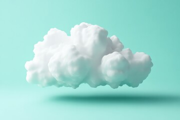 Poster - A digital rendering of a fluffy white cloud against a turquoise background, showcasing the cloud's details and soft texture, evoking a sense of calm and serenity.