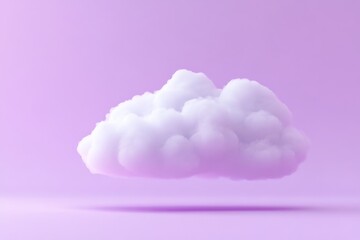 Poster - A fluffy cloud in calming lavender hues drifts serenely against a soft purple sky, evoking a sense of peace, imagination, and dreamy tranquility.