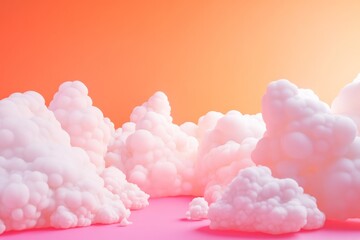 Poster - Abstract pink cloud formations rise in a bold gradient space, offering a visual harmony. The piece embodies creativity and modern artistic expression beautifully.