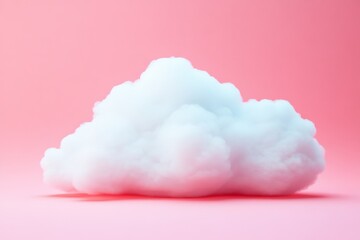 Poster - A solitary puffy cloud peacefully drifts in a serene setting, positioned against a gentle pink backdrop that suggests tranquility and a sense of serenity.