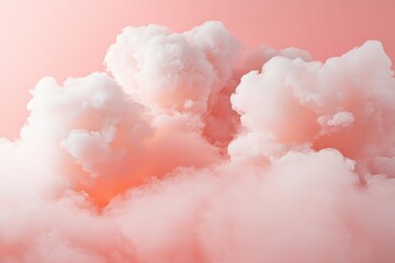 Poster - Soft pink clouds blend seamlessly into a warm pastel background. The image captures a sense of tranquility and dreams in a surreal, contemporary artistic fashion.