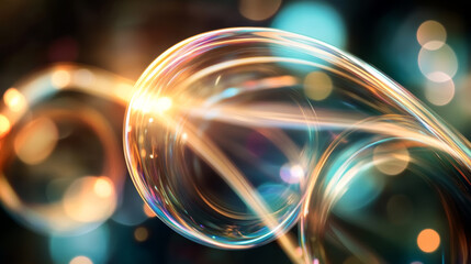 Poster - Colorful soap bubble floating with sparkling reflections during a vibrant atmosphere