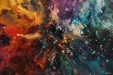 Leinwandbilder - Dynamic abstract artwork showcasing a vibrant explosion of color and texture, reflecting energy and creativity in a mesmerizing swirl of hues