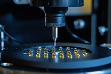 Aufkleber - The image features a state-of-the-art machine engaged in precision work, highlighting the intricate and detailed aspects of modern technological advancements.