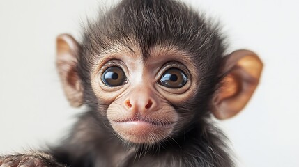 Poster - Adorable Young Monkey with Big Eyes and Expressive Face : Generative AI
