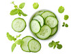© CrystallineCreative - Cucumbers and Mint Leaves in a White Bowl Isolated On A White Background, PNG Transparent