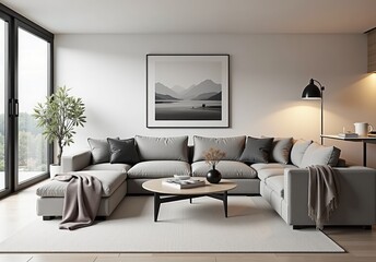 Wall Mural -  modern luxury european apartment loft with scandinavian furniture design 