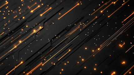Poster - Abstract pattern of glowing lines and dots creating dynamic movement in a dark background